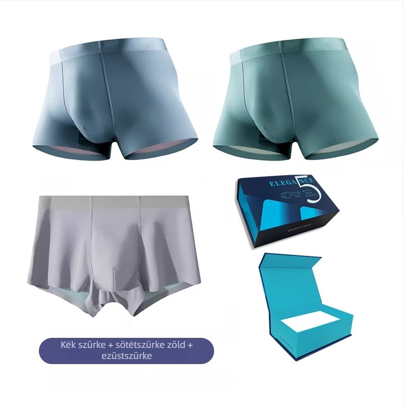 Férfi Ice Silk 100S, kétoldalas Lenzing Modal és Mulberry Silk boxerbrief, középmagas derékú, légáteresztő, varrás nélküli