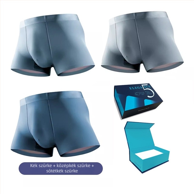 Férfi Ice Silk 100S, kétoldalas Lenzing Modal és Mulberry Silk boxerbrief, középmagas derékú, légáteresztő, varrás nélküli