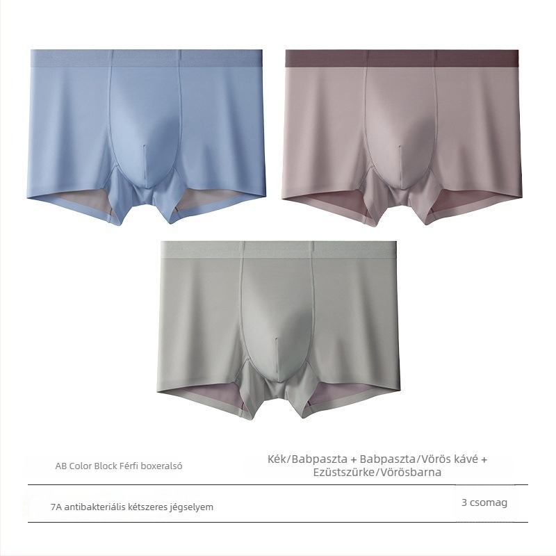 Férfi Ice Silk 100S, kétoldalas Lenzing Modal és Mulberry Silk boxerbrief, középmagas derékú, légáteresztő, varrás nélküli