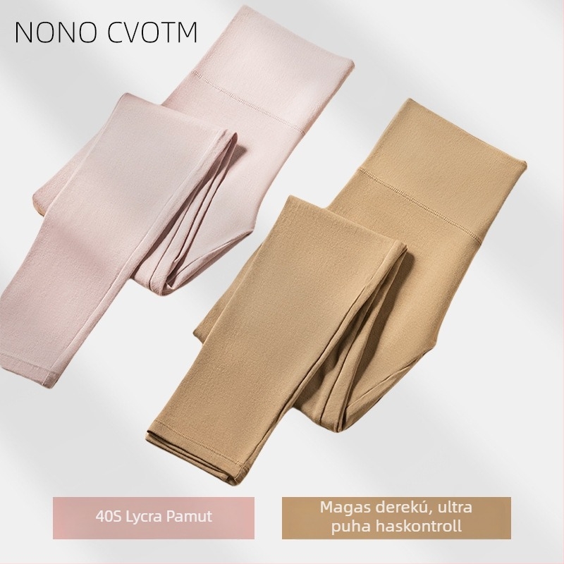 Női pamut leggings magas derekú őszi–téli szezonra, karcsúsító hasformáló, vékony, meleg belső ruházat