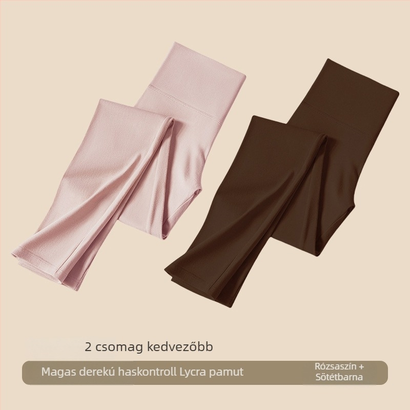 Női pamut leggings magas derekú őszi–téli szezonra, karcsúsító hasformáló, vékony, meleg belső ruházat