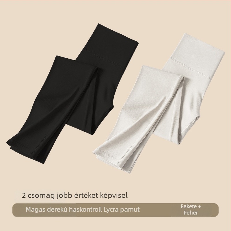 Női pamut leggings magas derekú őszi–téli szezonra, karcsúsító hasformáló, vékony, meleg belső ruházat