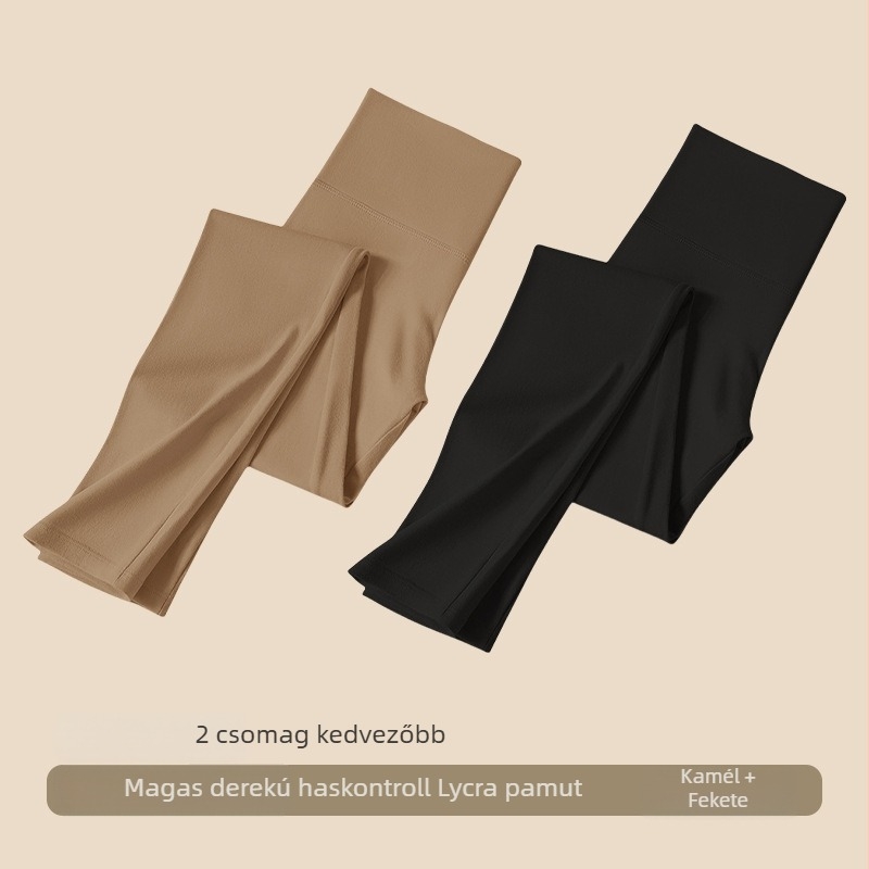 Női pamut leggings magas derekú őszi–téli szezonra, karcsúsító hasformáló, vékony, meleg belső ruházat