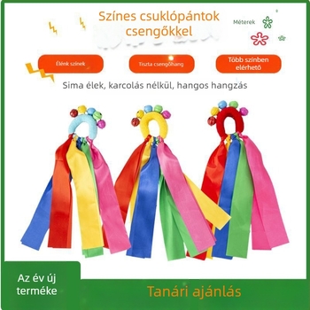 Gyerekek csuklóra való harangos karkötő virágmintával, rugalmas szalaggal, táncelőadásokhoz