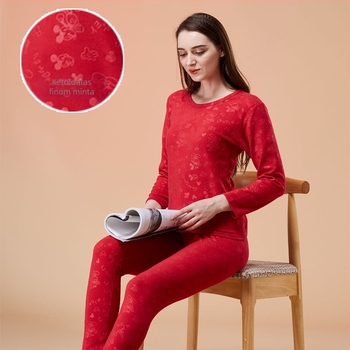 Női termikus alsóruha szett De Velvet anyagból, fleece béléssel, akril 50–70%, varrat nélküli, kerek nyakú felső és nadrág