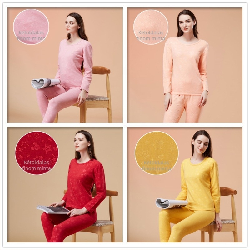 Női termikus alsóruha szett De Velvet anyagból, fleece béléssel, akril 50–70%, varrat nélküli, kerek nyakú felső és nadrág