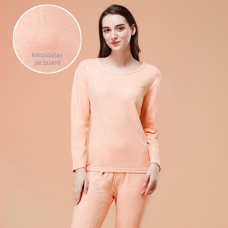 Női termikus alsóruha szett De Velvet anyagból, fleece béléssel, akril 50–70%, varrat nélküli, kerek nyakú felső és nadrág