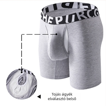 Hosszú férfi boxeralsó, dupla rétegű U‑alakú zsebbel, légáteresztő