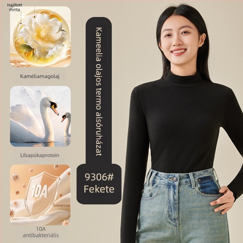 Alapszintű felső testhez, fél magas gallér, kétoldalas fleece, hosszú ujjú, uniszex, poliészter 251–300 g/m²