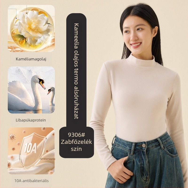 Alapszintű felső testhez, fél magas gallér, kétoldalas fleece, hosszú ujjú, uniszex, poliészter 251–300 g/m²