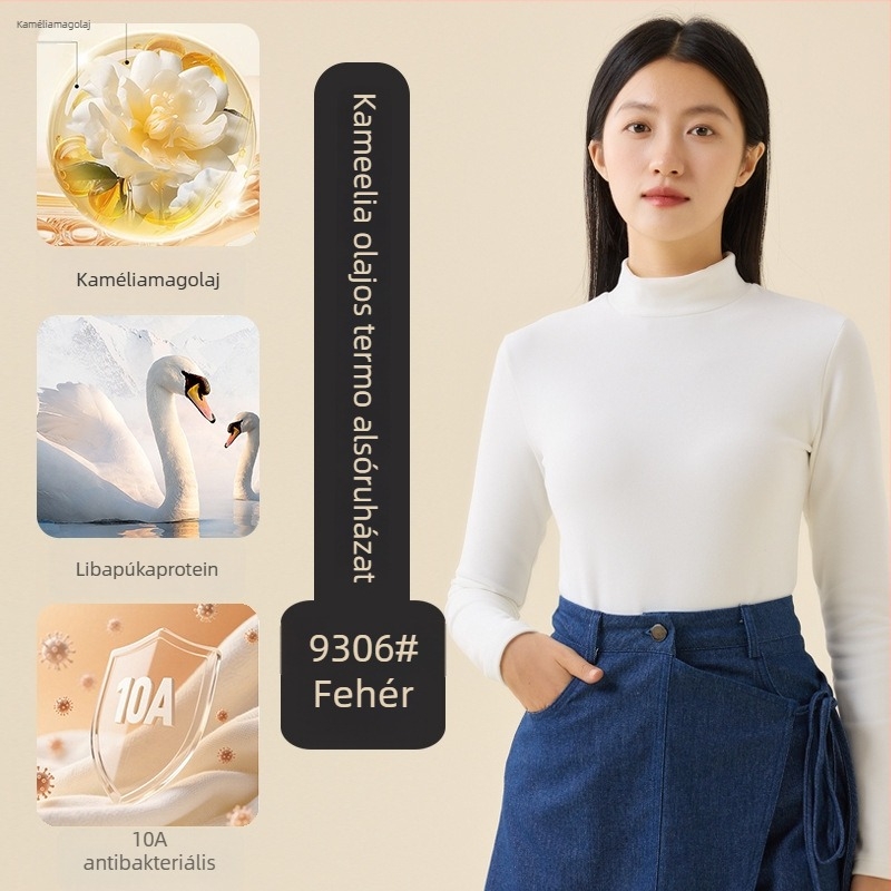 Alapszintű felső testhez, fél magas gallér, kétoldalas fleece, hosszú ujjú, uniszex, poliészter 251–300 g/m²