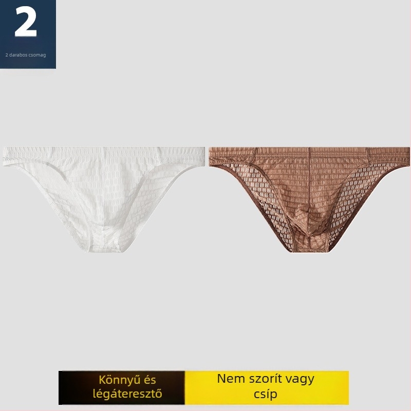 Férfi hálózatos alsónemű, áttetsző, szexi, légáteresztő, egyszínű fazon, háromszög alakú szabás