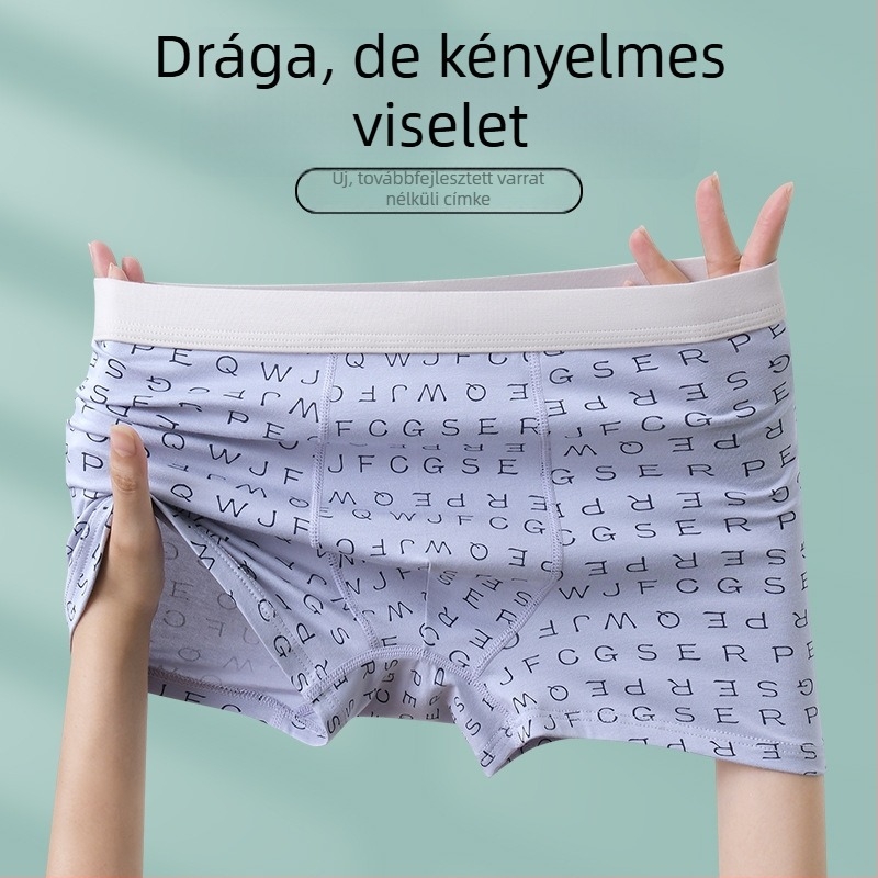 Férfi pamut boxeralsó, nagy méret, ősz-tél, légáteresztő, antibakteriális