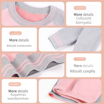 Lányoknak szóló melegítő felső- és nadrág szett fleece béléssel, őszi–téli szezonra