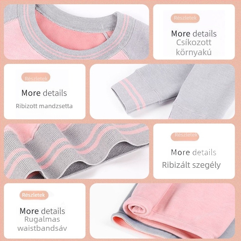 Lányoknak szóló melegítő felső- és nadrág szett fleece béléssel, őszi–téli szezonra