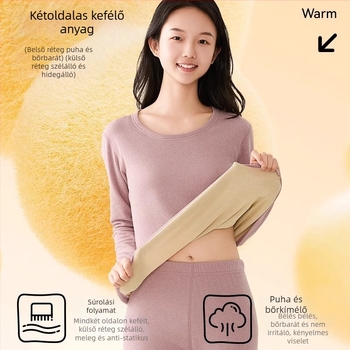 Tinédzser lányoknak készült kasmír termoszett – kerek nyakú felső és nadrág, 13–18 évesek