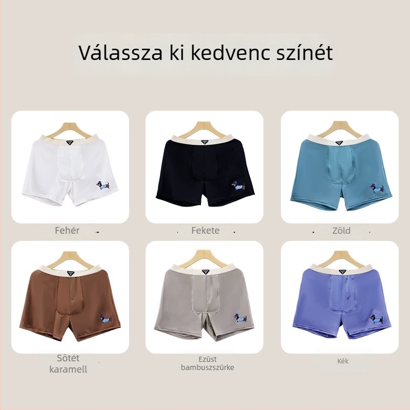 Férfi Ice Silk boxer brief – lélegző, antibakteriális, nylon kötött, középmagas derék, egyszínű, belső bélés 90–95% viszkóz