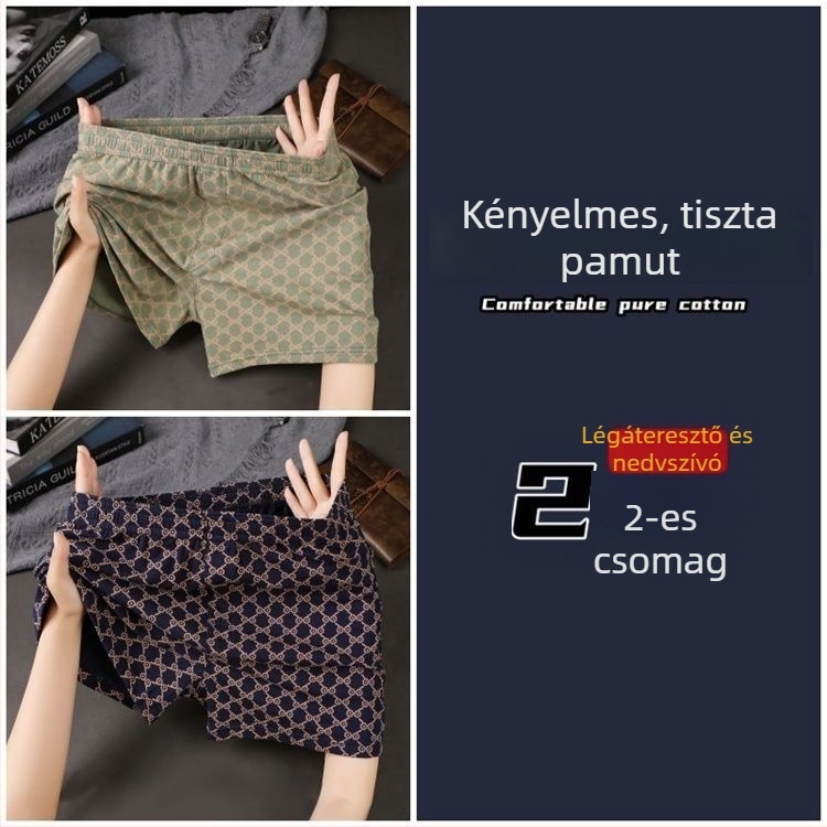 Férfi pamut boxeralsó, légáteresztő, középmagas derekú, 90–95% pamut, tavaszi viselet
