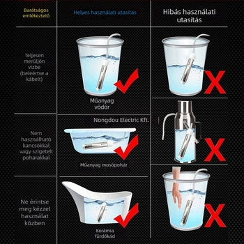 Gyors felmelegedésű elektromos vízmelegítő rúd, automatikus kikapcsolás, szivárgásmentes kialakítás, 2–3 kW, háztartási használatra