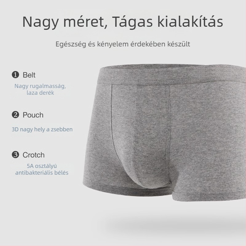 Férfi pamut boxeralsó, légáteresztő, egyszínű, nagy méret, nyárra