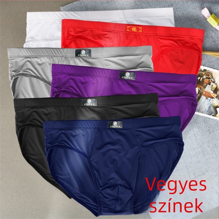 Férfi Ice Silk briefek, lélegző nylon, sima szövet, középmagas derekú, modál betét a lágyéktájékon