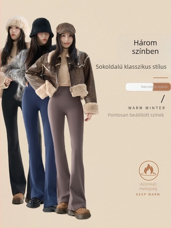 Moon-like ruházat: Női fleece-bevonatos bootcut nadrág, meleg, karcsú szabás, 3D minta, téli 2025