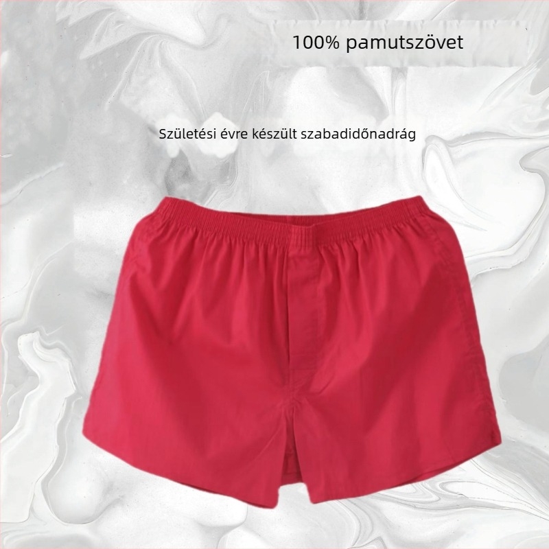 Férfi pamut boxershortok, lélegzők, középmagas derekú, szövött anyag, 100% pamut