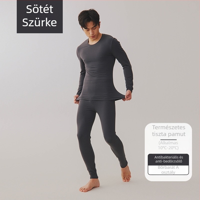 Uniszex termikus alsónemű szett – combed pamut anyag, 95–100% pamut, antibakteriális, antistatikus, meleg, hosszú ujjú, kerek nyakú, közepes vastagságú 181–200 g/m²