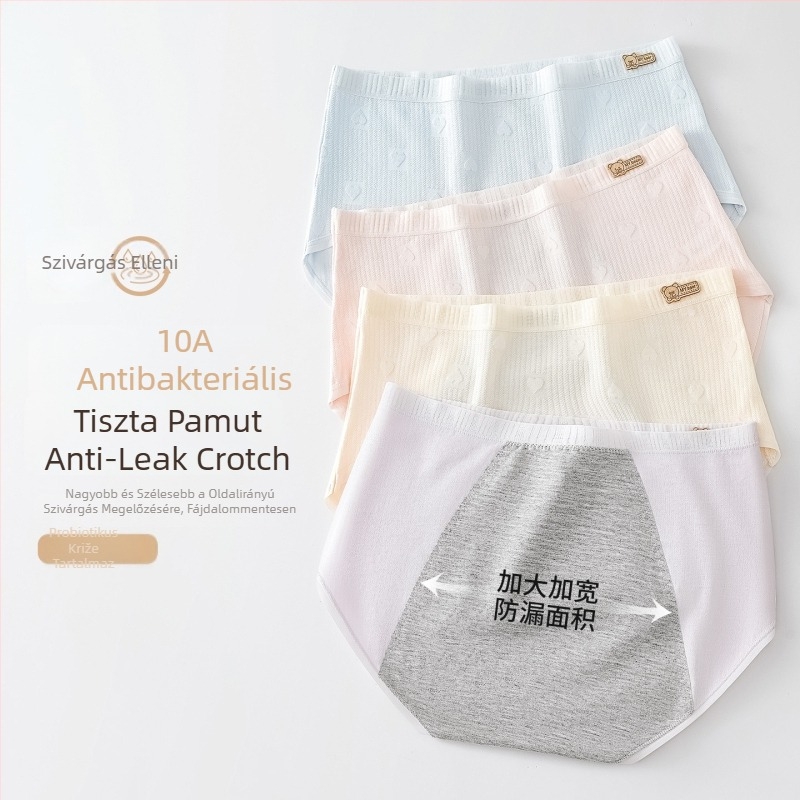 Női menstruációs alsó, magas derekú, fő anyag 94% pamut, intim zóna 100% pamut, szivárgás elleni védelem, egyszínű