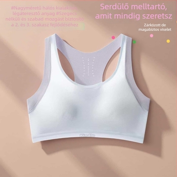 Lányoknak készült nejlon mellény-stílusú melltartó, teljes kosár, vékony formázott kosár, lélegző hátsó rész, 12–15 éveseknek