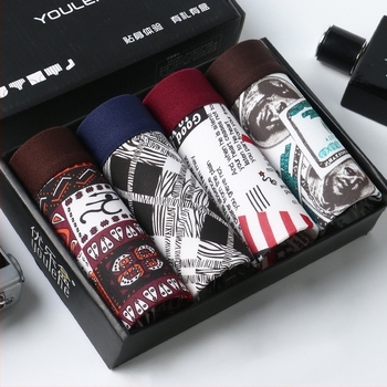 Férfi boxer Youle box - lélegző poliészter fonalból készült kötött anyag, középmagas derék, belső varrat Spandex 95–100%