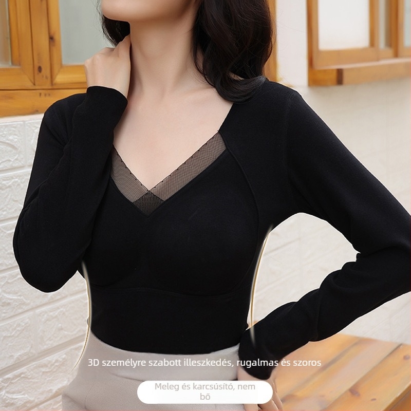 Kamisola seamless egy darabból álló felső mellpárnával, V-nyakú, vast anyag (251–300 g/m2)