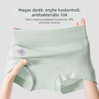 Női pamut alsónemű antibakteriális funkcióval, magas derekú, jacquard szövésű, fő anyag 90-95% pamut, ágyéki rész 100% pamut