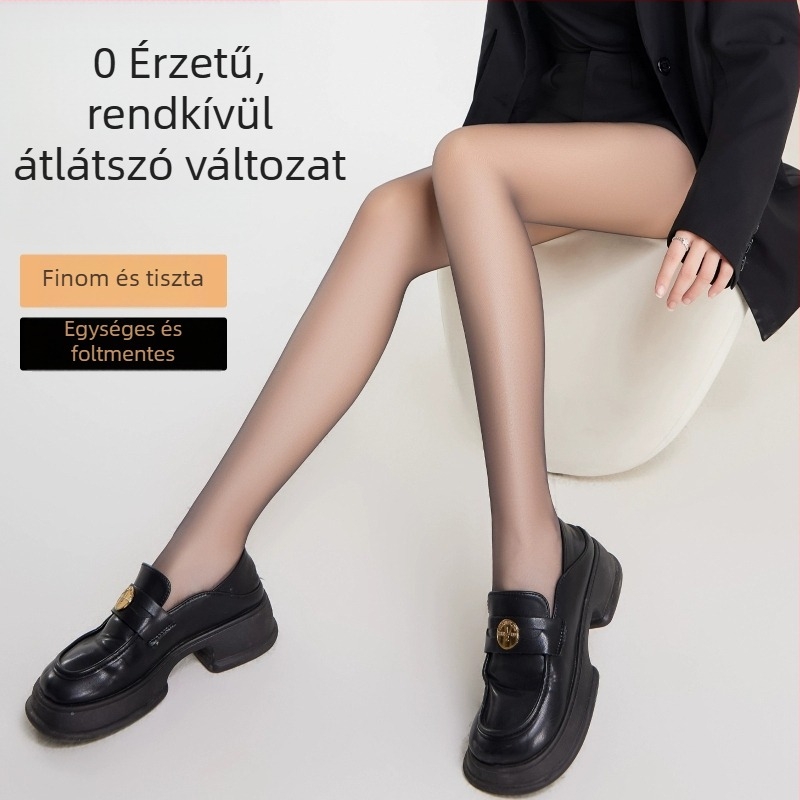 Fekete női nylon harisnya, ultra vékony, 0D denier, áttetsző, szakadásálló, csúszásmentes, szexi