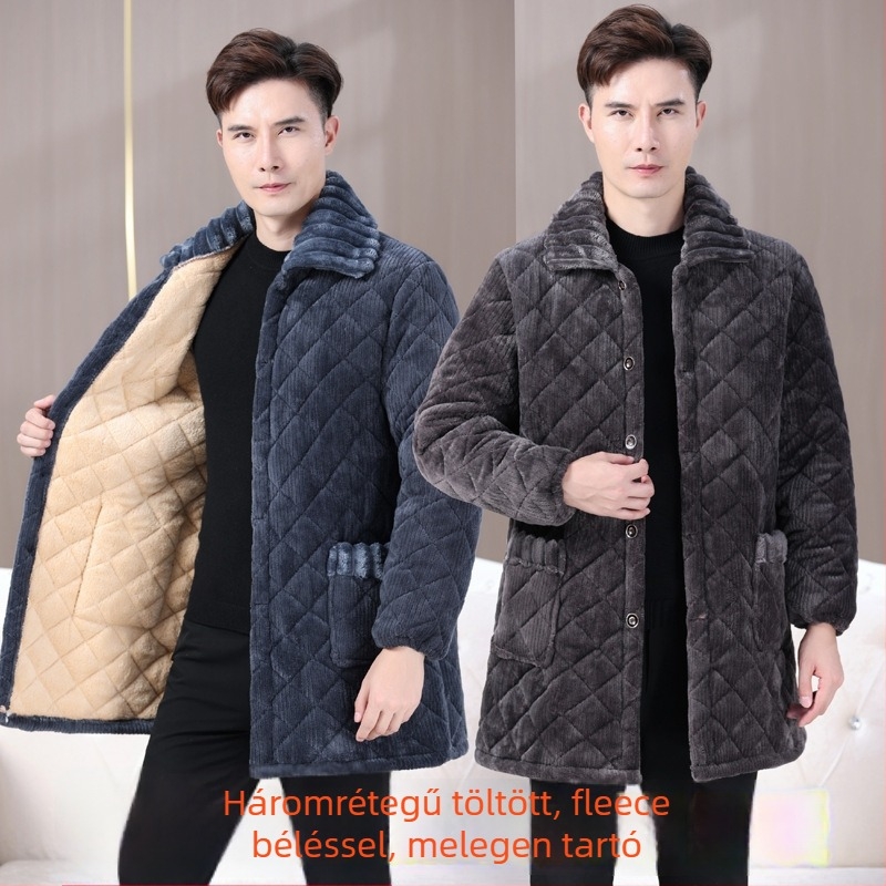 Pizsama dzseki fleece béléses, extra vastag anyag (501–600 g/m²), elasztikus pamutanyag viszkóz rostokkal, négyszögletes gallér, hosszú ujjú, oversize