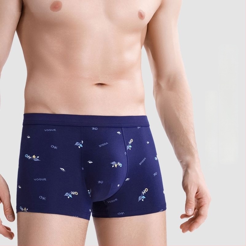 Férfi pamut antibakteriális középmagas derekú boxer brief, 90–95% pamut