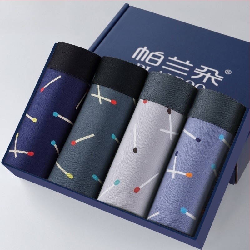 Férfi pamut antibakteriális középmagas derekú boxer brief, 90–95% pamut