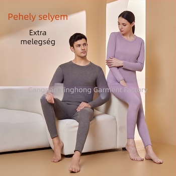 Uniszex őszi-téli meleg alapréteg-szett – hosszú ujjú felső és nadrág velúr béléssel