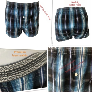 Férfi pamut rövidnadrág csíkos és kockás mintával, középmagas derék, háromnegyedes hossz, gyorsan szárad és lélegző