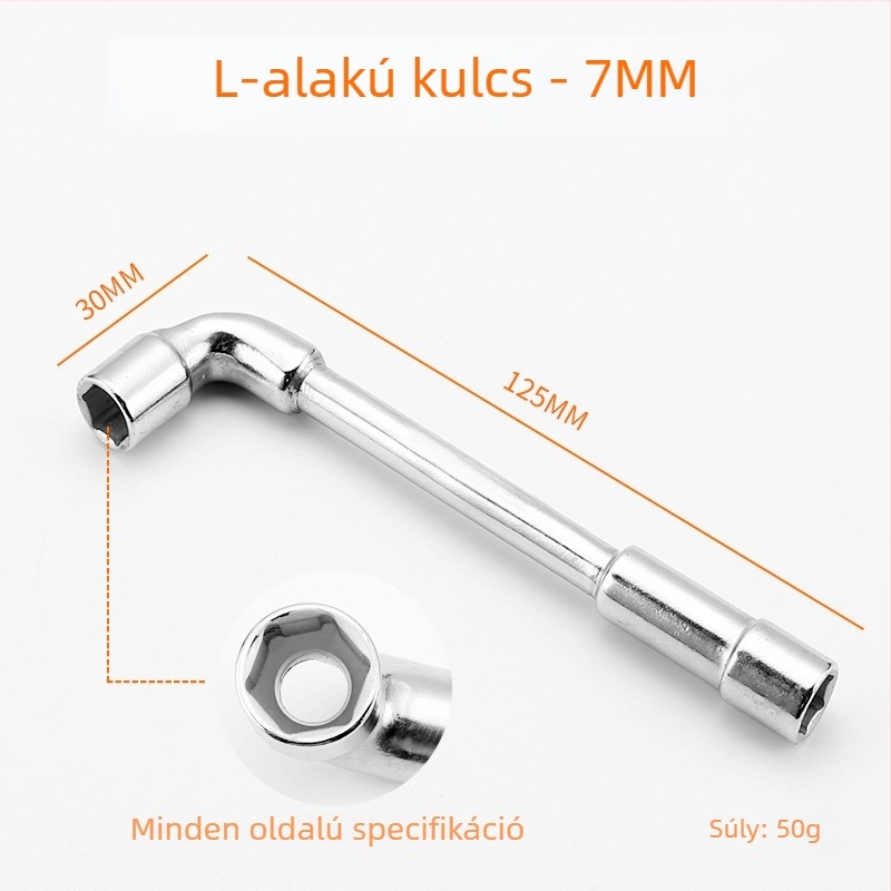 Bangli L-alakú dugókulcs készlet, 7 alakú dupla fej dizájn, külső hatszög, 45# acél, Allen fej