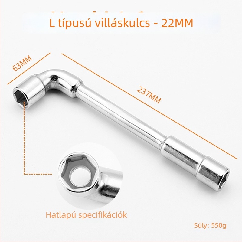 Bangli L-alakú dugókulcs készlet, 7 alakú dupla fej dizájn, külső hatszög, 45# acél, Allen fej