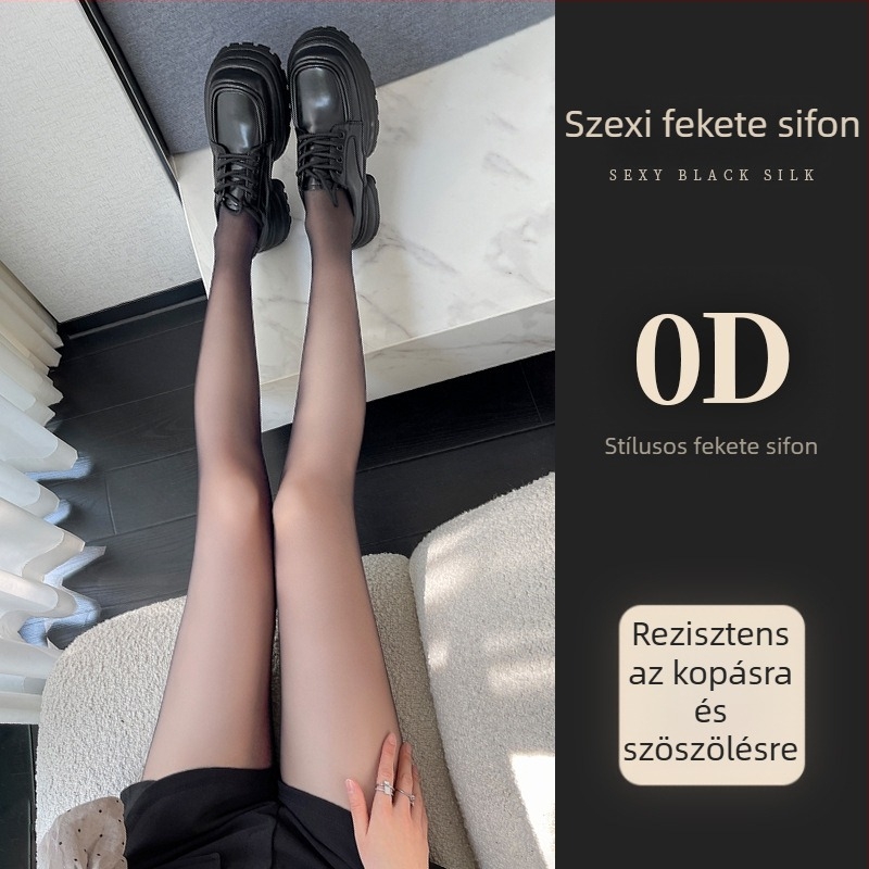 0D ultra vékony nejlon harisnya láthatatlan formázással és anti-snag védelemmel – egyszínű fekete