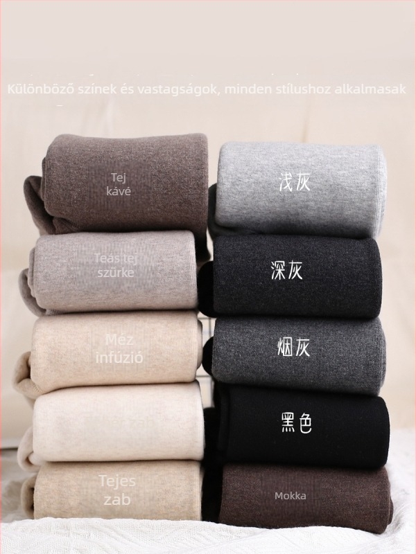 Flízes bélésű vastag kasmír női leggings, szoknya-nadrág stílusban, őszi-téli meleg, zab szín
