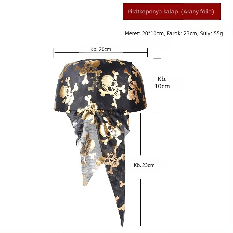 Halloween-i pirata jelmezkészlet: szemmaszk, pisztoly és kalap – poliészter, varrás, smink kellékek