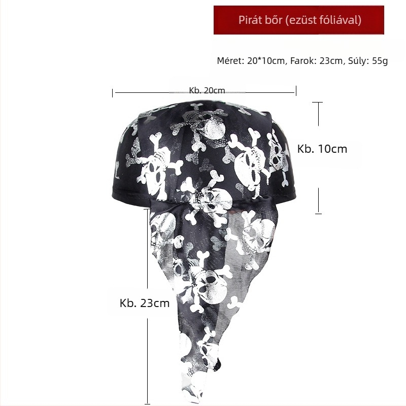 Halloween-i pirata jelmezkészlet: szemmaszk, pisztoly és kalap – poliészter, varrás, smink kellékek