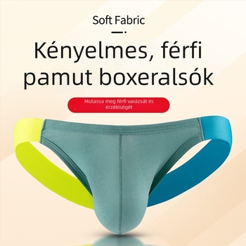 Férfi pamut T-back alsónemű, lélegző, 3D U-formájú rekesz, alacsony derék