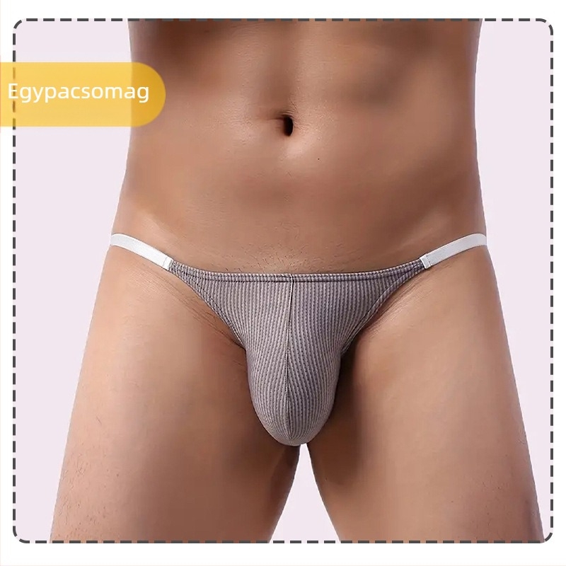 Férfi nylon alsónemű, alacsony derekú, lélegző, csíkos/kockás mintázat