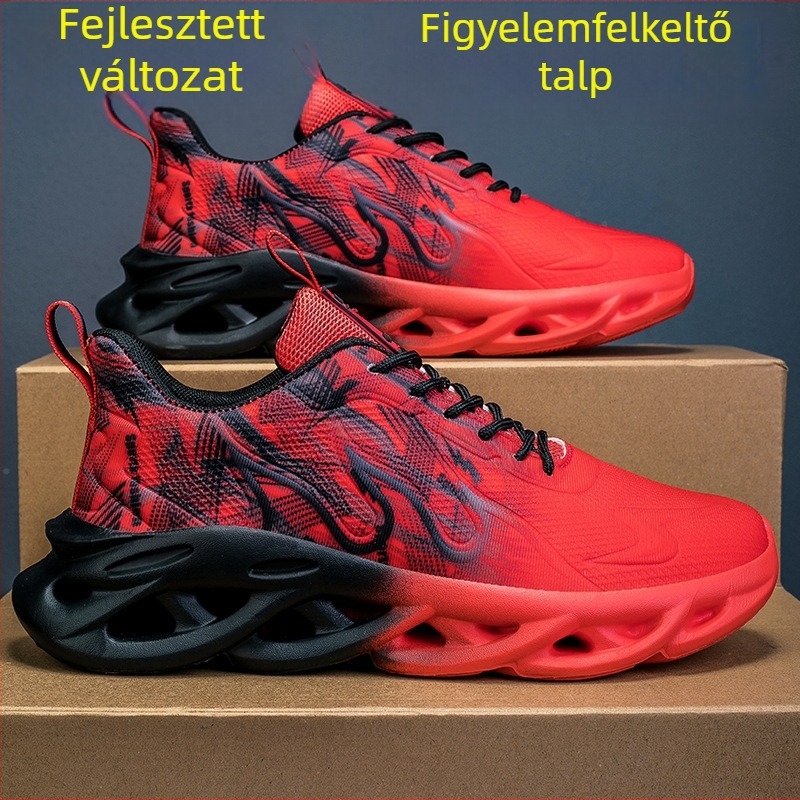 Férfi sportos mindennapi cipő — lélegző hálós belső, PU felsőrész, gumitalp, alacsony szárú, kerek orr