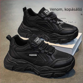 Férfi hálós felső részű casual cipő, fűzős, lélegző, könnyű, gumírozott talp