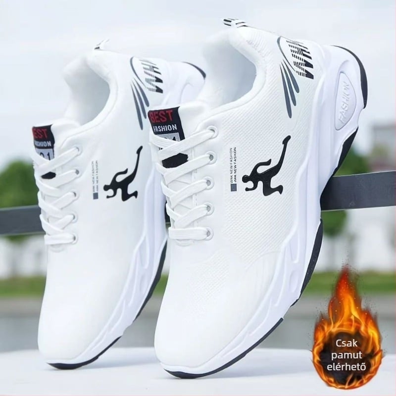 Fiataloknak szóló bőr vízálló sportcipő, vastag gumitalppal, csúszásmentes, fűzős zárású, mindennapi